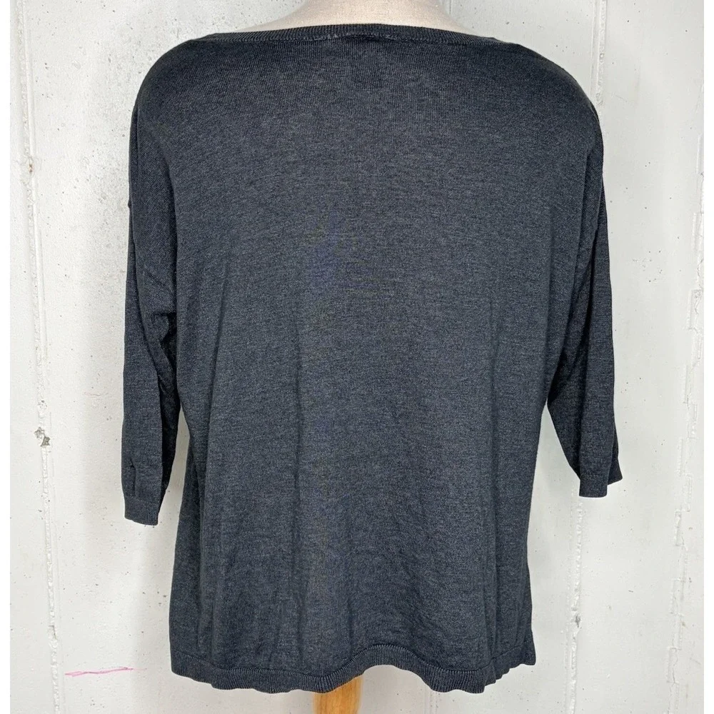 Lane Bryant‎ Gray Bulldog Sweater 3/4 Sleeve Women's 18/20 Plus Size